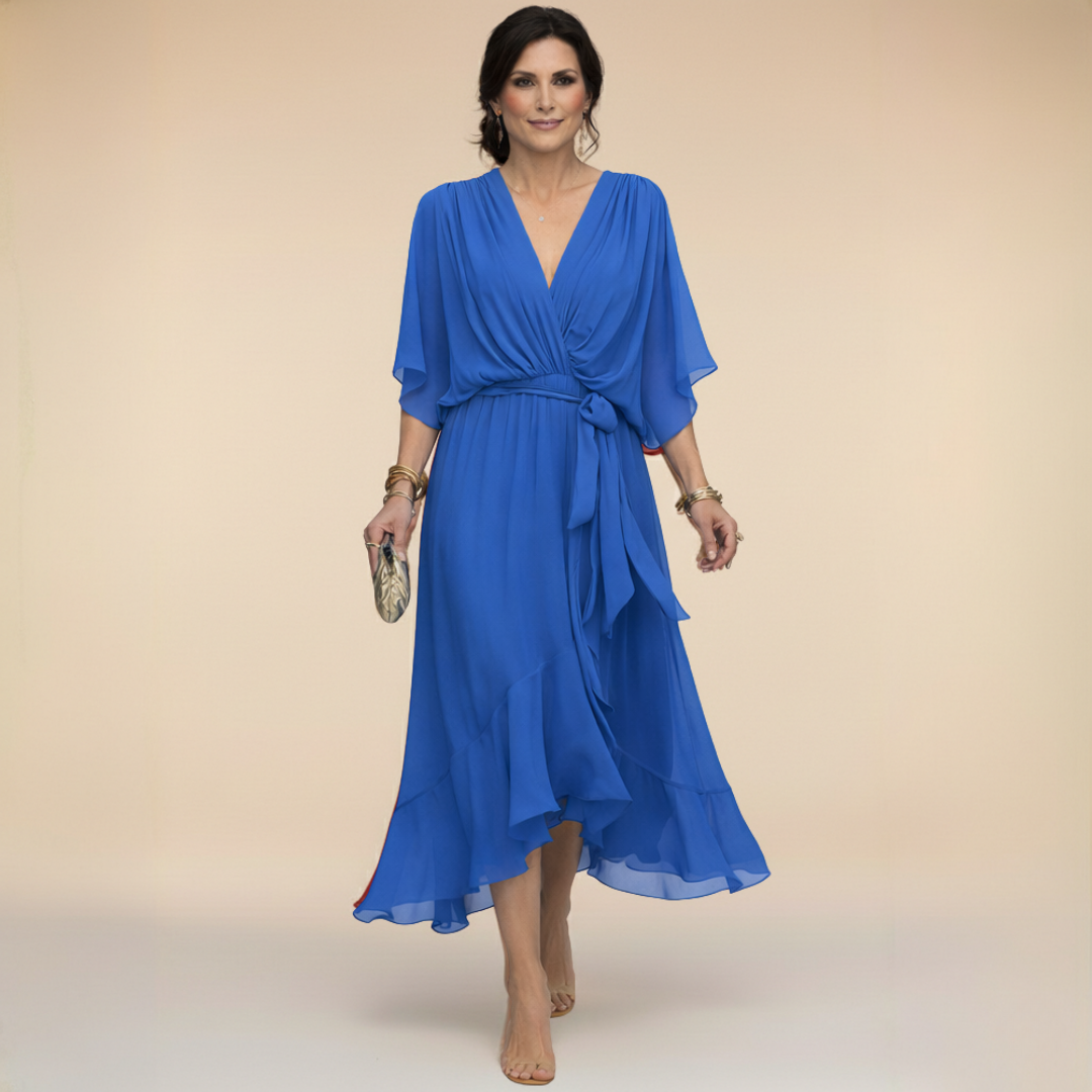 DELACROIX | Robe en chiffon à décolleté V