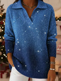Gradient Starry Sky – Stickad polotröja för kvinnor