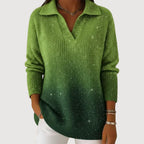 Gradient Starry Sky – Stickad polotröja för kvinnor